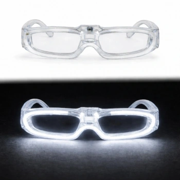 Beyaz Led Işıklı Parti Gözlüğü 3 Modlu – Glow  Gece Eğlence Gözlüğü