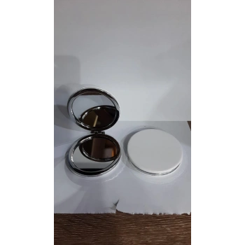 Beyaz Renk Büyüteçli Cep Aynası Yuvarlak