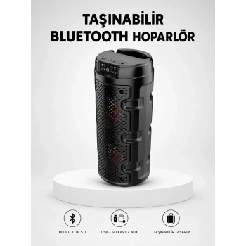 Bluetooth 5.0 Kablosuz Hoparlör Çift Sürücülü Yüksek Ses Kalitesi Kompakt Tasarım