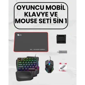 Bluetooth 5.3 Bağlantılı Mobil Oyun Dönüştürücü Set – Klavye + Mouse + Adaptör