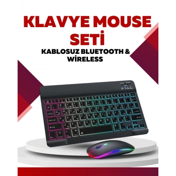 Bluetooth 5.3 Destekli Şarjlı Taşınabilir Klavye + Mouse Kombinasyonu