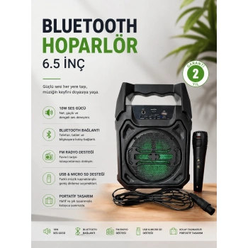 Bluetooth Hoparlör Mikrofonlu Taşınabilir Ses Sistemi Fm Radyo, Usb, Sd Kart Ve Tws Özellikli