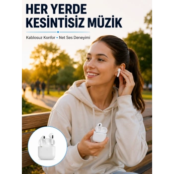 Bluetooth Kulaklık Beyaz Çağrı Cevaplama Dokunmatik Kontrol Kablosuz Yeni Nesil