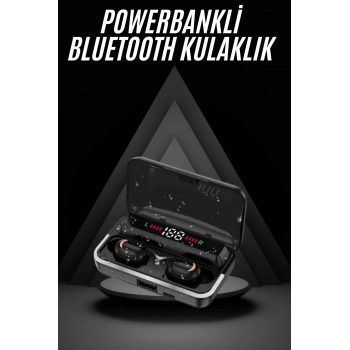 Bluetooth Kulaklık Dijital Şarj Göstergeli Powerbankli Bass Özellikli Kablosuz Kulakiçi 5.1 Mikrofonlu