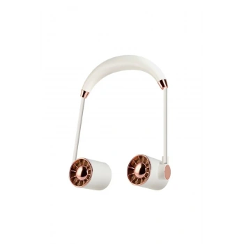 Boyunluk Fan Hava Soğutucu Vantilatör Boyuna Asmalı Şarjlı 3 Kademeli Mini Klima Beyaz