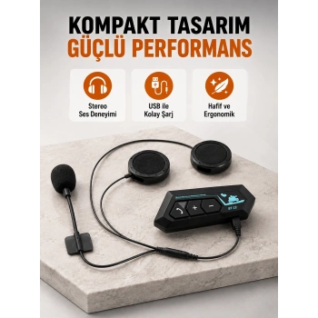 Bt22 Kablosuz Kask Kulaklığı – Bluetooth 5.0, Intercom, Su Geçirmez Ve Uzun Ömürlü Batarya Yeni Nesil
