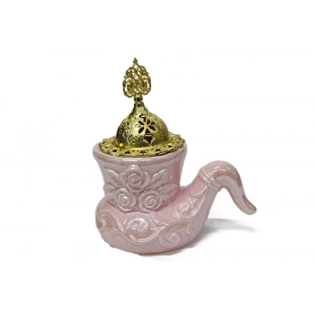 Buhurdanlık Seramik Puro Model  Altın Kapak Dekorlu