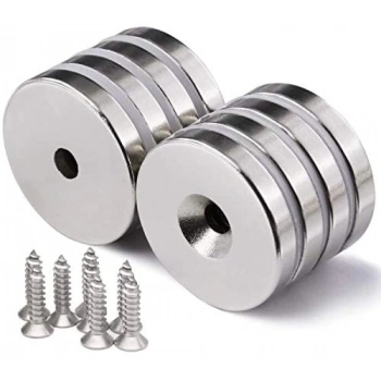 50 Adet 25x10/5x5,5 Mm Neodyum Mıknatıs Havşa Delikli Magnet Vida Atılabilir N35 Nikel Paslanmaz