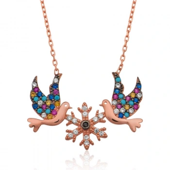 925 Ayar Gümüş Aşk Kuşları Kadın Gümüş Kolye PT2610881 (599599)