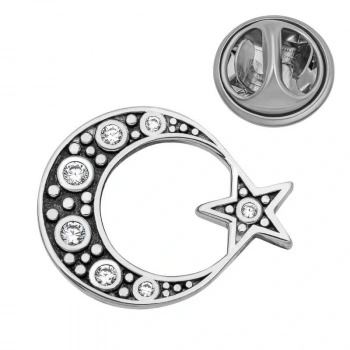 Byhodi 925 Ayar Gümüş Ay Yıldız Rozet T8668 (599599)