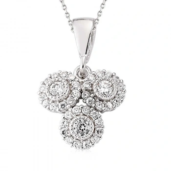 925 Ayar Gümüş Beyaz Taşlı Kadın Gümüş Kolye SET101104P (599599)