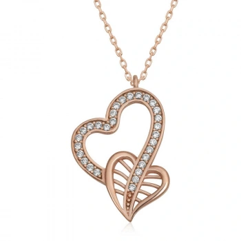 925 Ayar Gümüş Birleşmiş Kalpler Kadın Gümüş Kolye T6603 (599599)