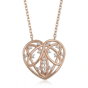 925 Ayar Gümüş Bombeli Kalp Kadın Gümüş Kolye T6590 (599599)