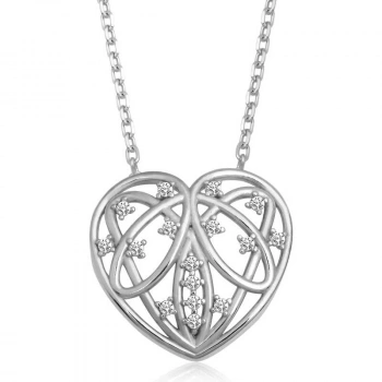 925 Ayar Gümüş Bombeli Kalp Kadın Gümüş Kolye T6646 (599599)