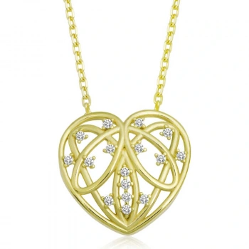 925 Ayar Gümüş Bombeli Kalp Kadın Gümüş Kolye T6647 (599599)