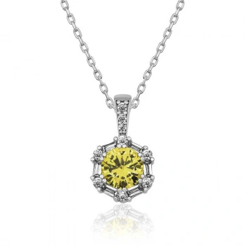 ​925 Ayar Gümüş Buğday Sarısı Baget Taşlı Kadın Gümüş Kolye T4883 (599599)