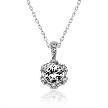 925 Ayar Gümüş Buz Beyazı Baget Taşlı Kadın Gümüş Kolye T4880 (599599)