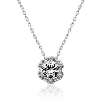 925 Ayar Gümüş Buz Beyazı Baget Taşlı Kolye T4884 (599599)