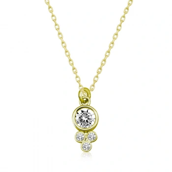 Byhodi 925 Ayar Gümüş Çiğ Damlası Yuvarlak Tektaş Bayan Gümüş Kolye T5998 (599599)