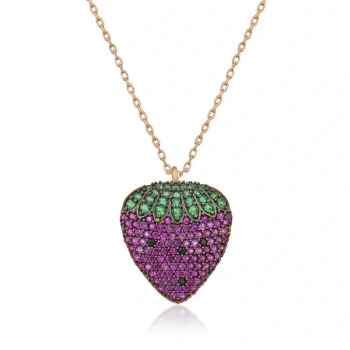 925 Ayar Gümüş Çilek Kadın Gümüş Kolye T3897 (599599)