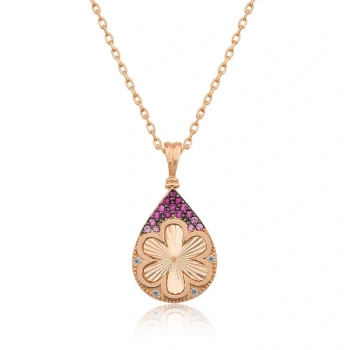 925 Ayar Gümüş Damla Çiçek Kadın Gümüş Kolye T4538 (599599)