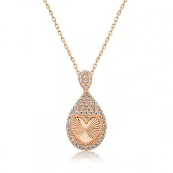 Byhodi 925 Ayar Gümüş Damla Kalp Kadın Gümüş Kolye T4528 (599599)