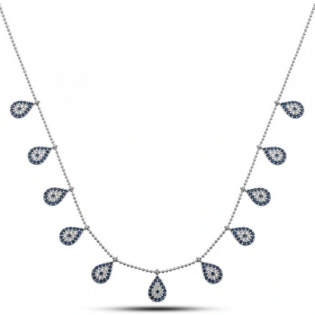 Byhodi 925 Ayar Gümüş Damla Nazarlı Şans Kadın Gümüş Kolye T7904 (599599)