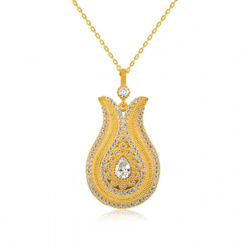 Byhodi 925 Ayar Gümüş Damla Taşlı Lale Kadın Gümüş Kolye PT2610655 (599599)