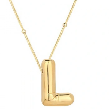 925 Ayar Gümüş Gold Balon L Harfi Kadın Kolye T7860 (599599)