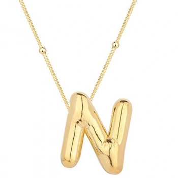 925 Ayar Gümüş Gold Balon N Harfi Kadın Kolye T7862 (599599)