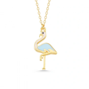 925 Ayar Gümüş Gold Flamingo Kadın Kolye T7789 (599599)
