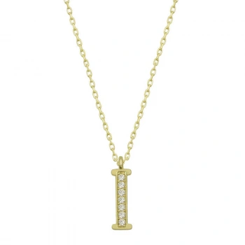 925 Ayar Gümüş Gold I Harfi Kadın Gümüş Kolye T6615 (599599)