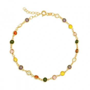 Byhodi 925 Ayar Gümüş Gold Renkli Taşlı Kadın Bileklik T8373 (599599)