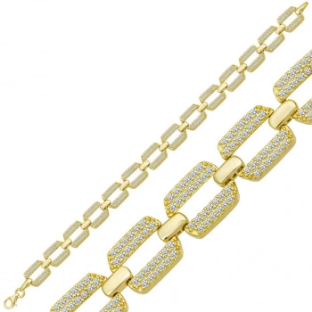 Byhodi 925 Ayar Gümüş Gold Zirkon Taşlı Kadın Bileklik T6996 (599599)