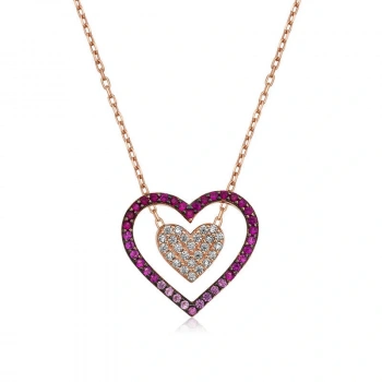 Byhodi 925 Ayar Gümüş İki Kalp Kadın Gümüş Kolye T4192 (599599)