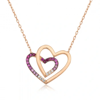 Byhodi 925 Ayar Gümüş İki Kalp Kadın Gümüş Kolye T4193 (599599)