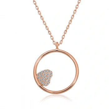 925 Ayar Gümüş Kalp Detaylı Halka Kadın Gümüş Kolye T4673 (599599)