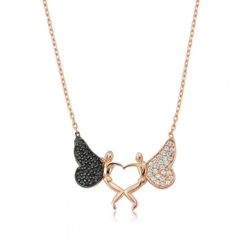 925 Ayar Gümüş Kalpli Melek Kadın Gümüş Kolye PT2610141 (599599)