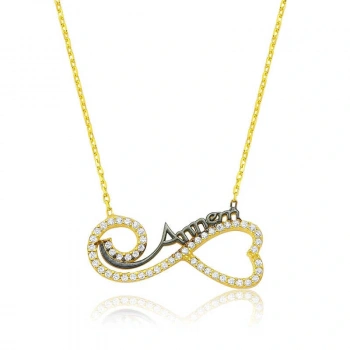 925 Ayar Gümüş Kalpli Sonsuzluk Annem Kolye PT2610046 (599599)
