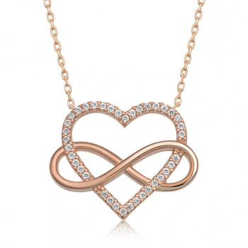 925 Ayar Gümüş Kalpli Sonsuzluk Kadın Gümüş Kolye T6920 (599599)