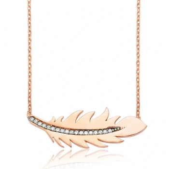 925 Ayar Gümüş Kuş Tüyü Kolye PT2610121 (599599)