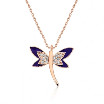 Byhodi 925 Ayar Gümüş Lacivert Yusufçuk Kadın Gümüş Kolye T5113 (599599)