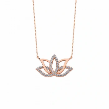 Byhodi 925 Ayar Gümüş Lotus Çiçeği Gümüş Kolye T6242 (599599)