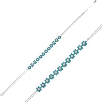 Byhodi 925 Ayar Gümüş Mavi Çiçek Bileklik BR0460602 (599599)