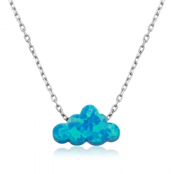925 Ayar ​Gümüş Mavi Opal Taş Bulut Kolye T3954 (599599)