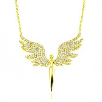 925 Ayar Gümüş Mikail Meleği Kadın Kolye T6576 (599599)