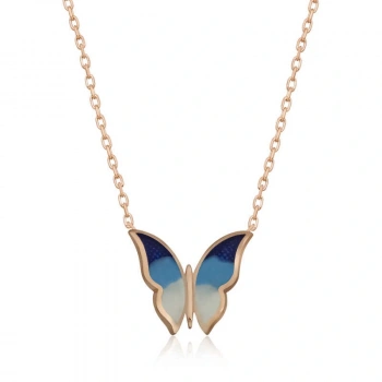 925 Ayar Gümüş Minimal Kelebek Bayan Gümüş Kolye T5955 (599599)