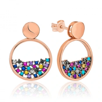 Byhodi 925 Ayar Gümüş Mix Taşlı Çiğ Damlası Bayan Küpe T6401 (599599)