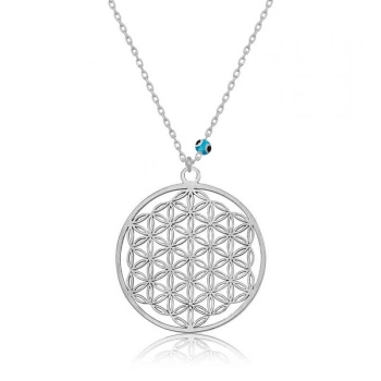 925 Ayar Gümüş Nazar Gözlü Yaşam Çiçeği Kadın Gümüş Kolye T4680 (599599)