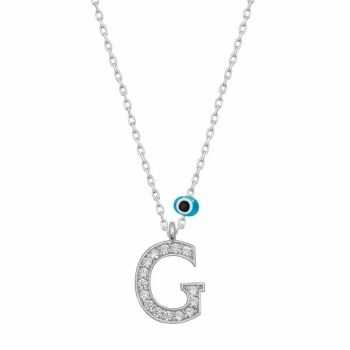Byhodi 925 Ayar Gümüş Nazar Rodyum G Harfi Kadın Gümüş Kolye T6811 (599599)